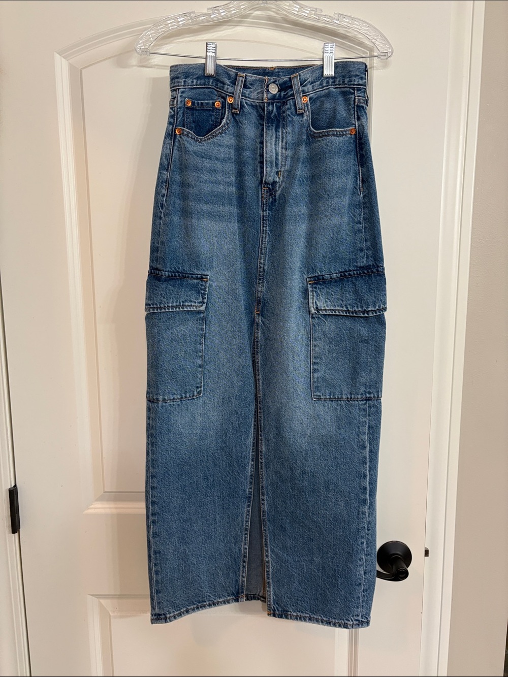 Levi's Blue Denim Cargo Midi Skirt